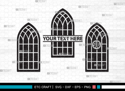 Window Monogram SVG, Church Windows Svg, Gothic Windows Svg, Casement Svg, Windows Frame Svg, Window Monogram SVG ETC Craft 