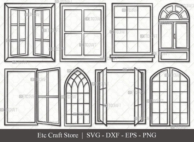 Window Outline SVG Cut File | Church Windows Svg | Gothic Windows Svg | Casement Svg | Windows Frame Svg | Window Svg Bundle SVG ETC Craft 
