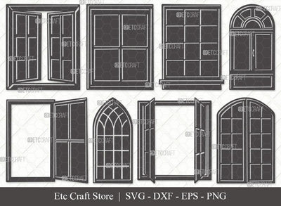 Window Silhouette SVG Cut File | Church Windows Svg | Gothic Windows Svg | Casement Svg | Windows Frame Svg | Window Svg Bundle SVG ETC Craft 