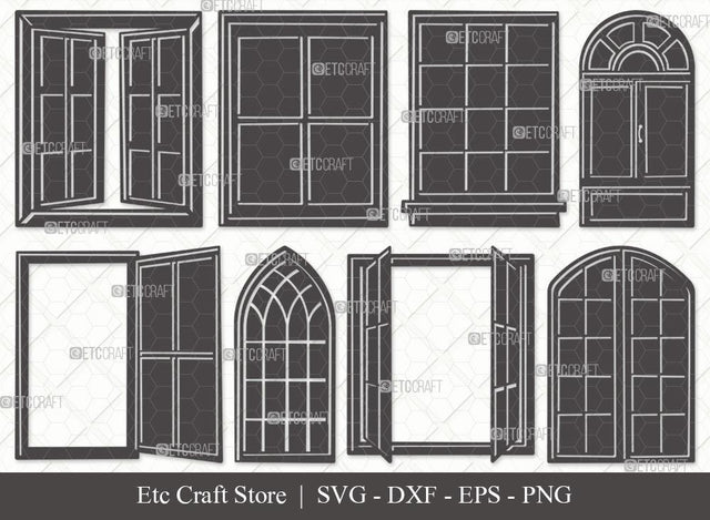Window Silhouette SVG Cut File | Church Windows Svg | Gothic Windows Svg | Casement Svg | Windows Frame Svg | Window Svg Bundle SVG ETC Craft 