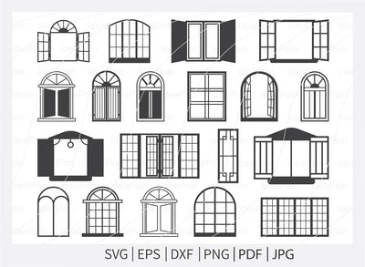 Windows Bundle Svg, Windows svg, Window Frame Png, Casement svg, Window File For Cricut, Windows Vector, Windows Clipart, Windows Silhouette SVG Dinvect 