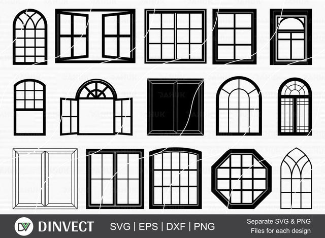 Windows SVG, Windows bundle, Casement svg, Window Frame svg, Windows Clipart, Windows Silhouette, Windows Vector, Files for Cricut, Cut File SVG Dinvect 