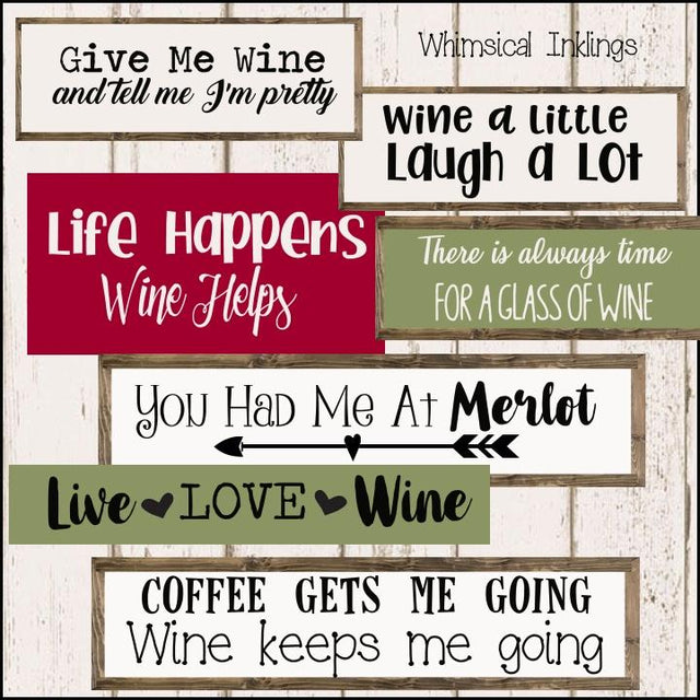 Wine A Lot Mini Bundle Set SVG Whimsical Inklings