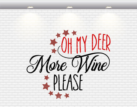 Wine Bag - Oh My Deer More Wine Please - SVG, PNG, DXF, EPS SVG Elsie Loves Design 