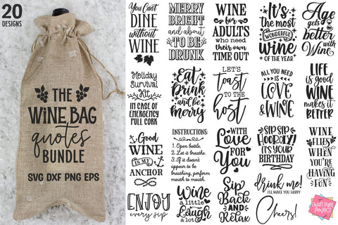 Wine Bag Quotes Bundle, Wine Gift Bag Svg, Wine Svg Designs, Wine Svg Bundle SVG Craft Pixel Perfect 