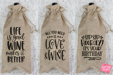 Wine Bag Quotes Bundle, Wine Gift Bag Svg, Wine Svg Designs, Wine Svg Bundle SVG Craft Pixel Perfect 