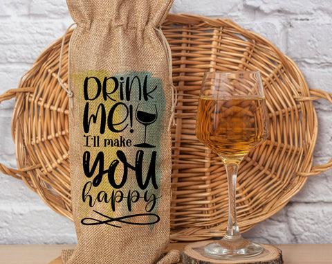 Wine Bag Sublimation Designs Bundle, 6 Wine Bag PNG Files, Drink Me I'll Make You Happy PNG, When Wine Goes In Wisdom Comes Out PNG Sublimation HappyDesignStudio 