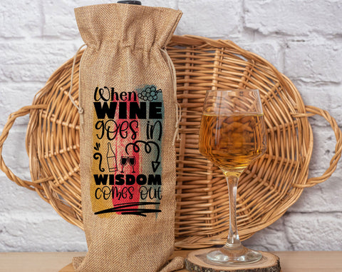 Wine Bag Sublimation Designs Bundle, 6 Wine Bag PNG Files, Drink Me I'll Make You Happy PNG, When Wine Goes In Wisdom Comes Out PNG Sublimation HappyDesignStudio 