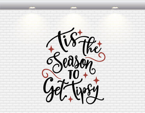 Wine Bag - Tis The Season To Get Tipsy - SVG, PNG, DXF, EPS SVG Elsie Loves Design 