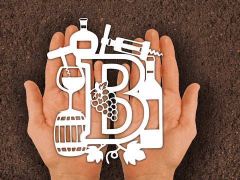 Wine Bottle Alphabets Paper cut SVG Johan Ru designs 