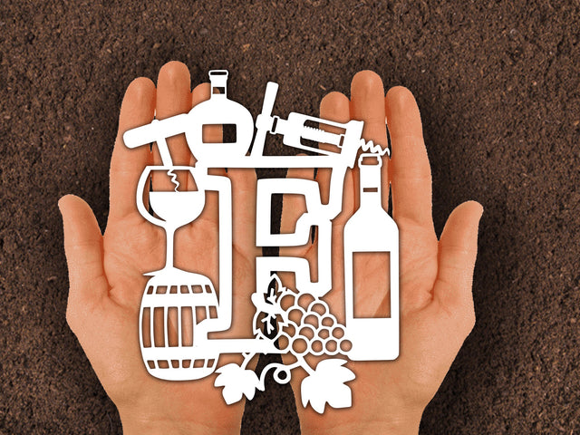 Wine Bottle Alphabets Paper cut SVG Johan Ru designs 