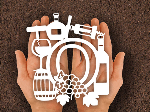 Wine Bottle Alphabets Paper cut SVG Johan Ru designs 