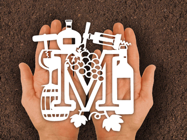 Wine Bottle Alphabets Paper cut SVG Johan Ru designs 