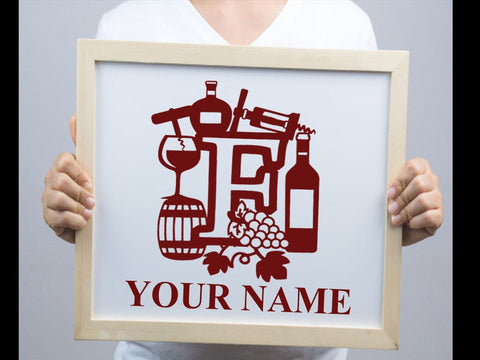 Wine Bottle Alphabets Paper cut SVG Johan Ru designs 