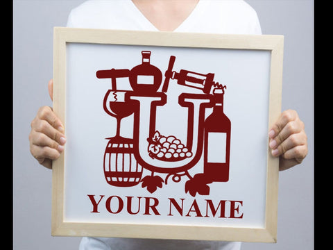 Wine Bottle Alphabets Paper cut SVG Johan Ru designs 