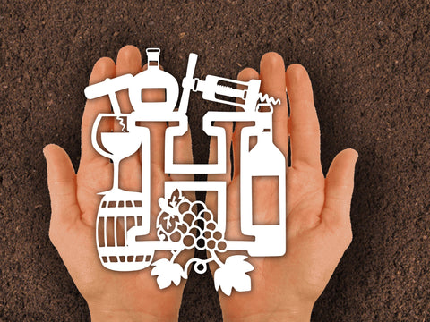 Wine Bottle Alphabets Paper cut SVG Johan Ru designs 