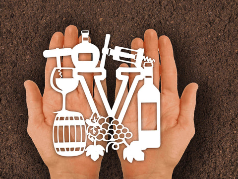 Wine Bottle Alphabets Paper cut SVG Johan Ru designs 