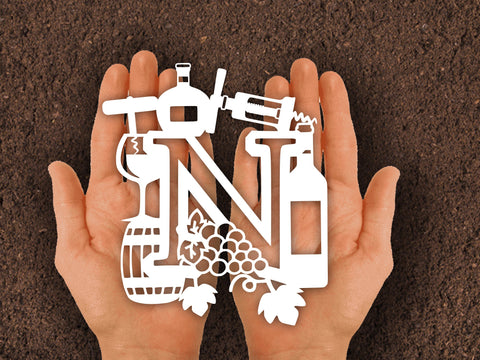 Wine Bottle Alphabets Paper cut SVG Johan Ru designs 