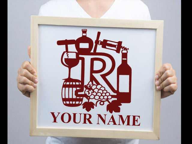 Wine Bottle Alphabets Paper cut SVG Johan Ru designs 