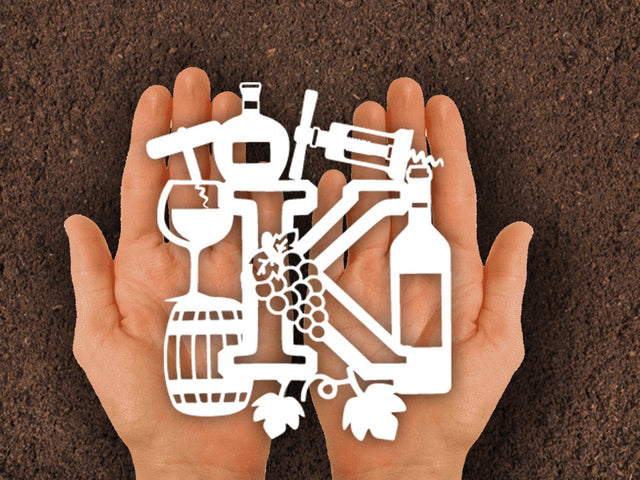 Wine Bottle Alphabets Paper cut SVG Johan Ru designs 