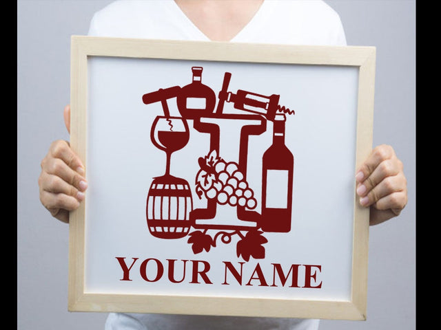 Wine Bottle Alphabets Paper cut SVG Johan Ru designs 