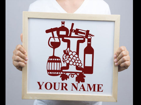 Wine Bottle Alphabets Paper cut SVG Johan Ru designs 