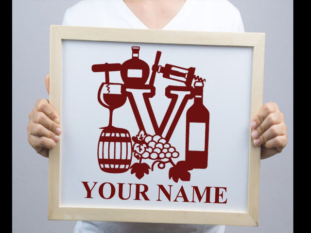 Wine Bottle Alphabets Paper cut SVG Johan Ru designs 