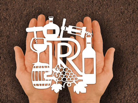 Wine Bottle Alphabets Paper cut SVG Johan Ru designs 