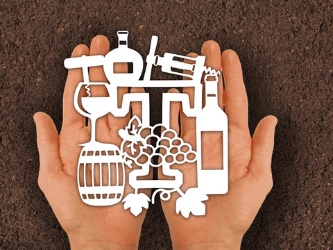 Wine Bottle Alphabets Paper cut SVG Johan Ru designs 