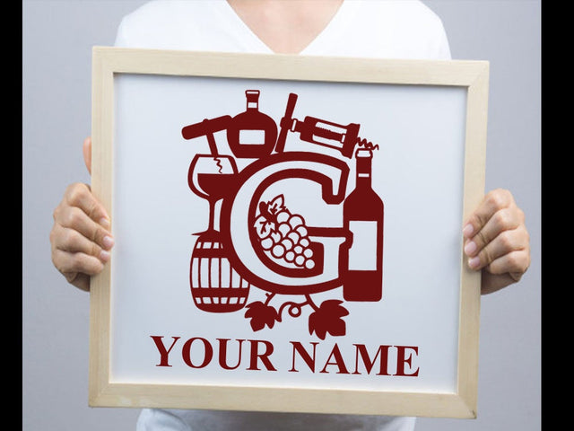 Wine Bottle Alphabets Paper cut SVG Johan Ru designs 