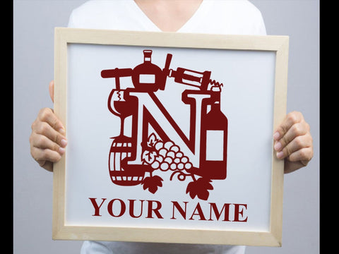 Wine Bottle Alphabets Paper cut SVG Johan Ru designs 
