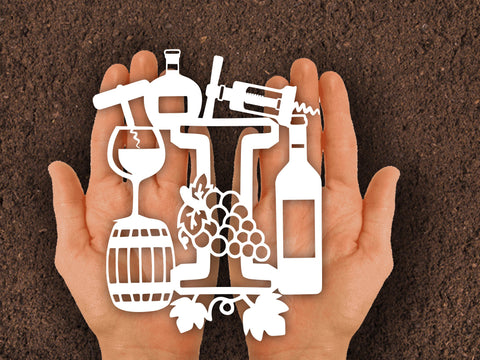 Wine Bottle Alphabets Paper cut SVG Johan Ru designs 