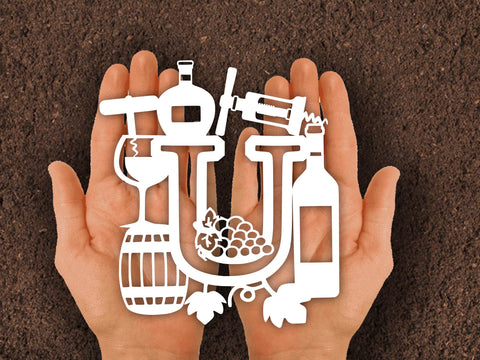 Wine Bottle Alphabets Paper cut SVG Johan Ru designs 