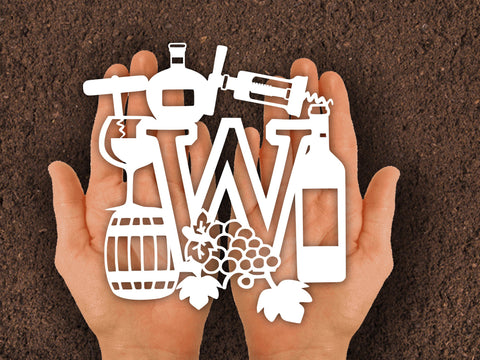 Wine Bottle Alphabets Paper cut SVG Johan Ru designs 