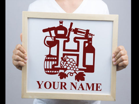 Wine Bottle Alphabets Paper cut SVG Johan Ru designs 