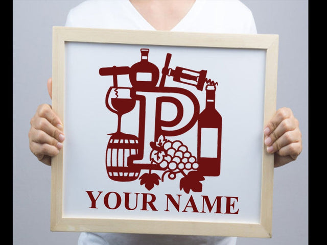 Wine Bottle Alphabets Paper cut SVG Johan Ru designs 