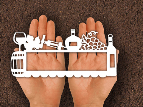 Wine Bottle Banner Paper cut SVG Johan Ru designs 