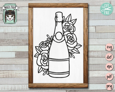 Wine Bottle Floral SVG Cut File SVG Wild Pilot 