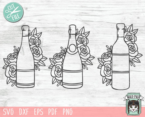 Wine Bottle Floral SVG Cut File SVG Wild Pilot 