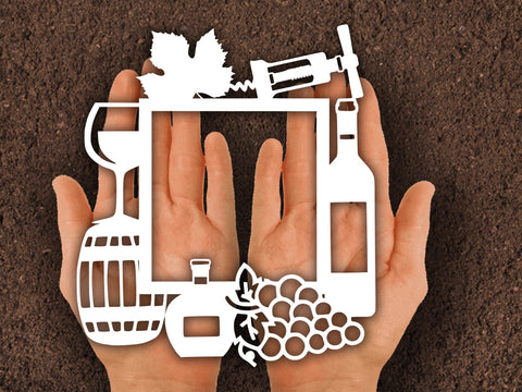 Wine Bottle Frame Paper cut SVG Johan Ru designs 