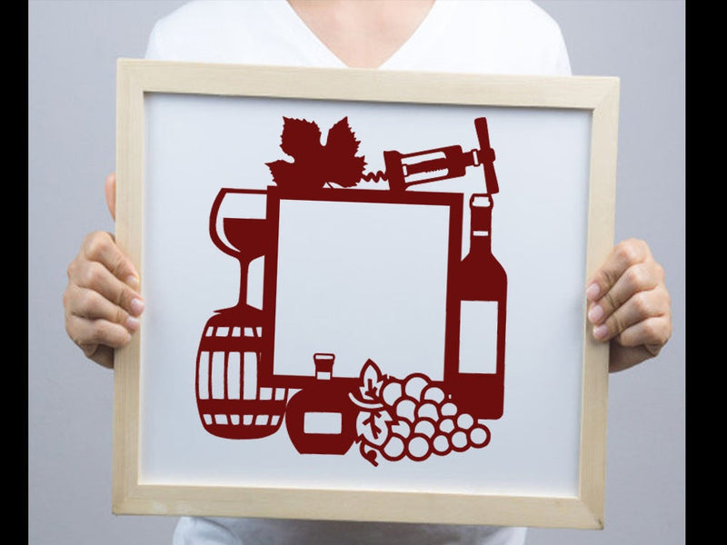 Wine Bottle Frame Paper cut SVG Johan Ru designs 