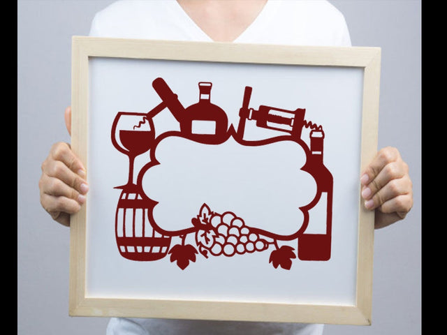 Wine Bottle Label Paper cut SVG Johan Ru designs 