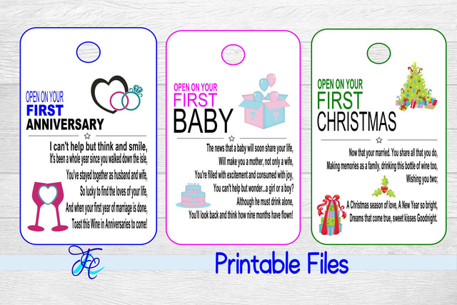 Wine Bottle Tags 3D Paper Family Creations 