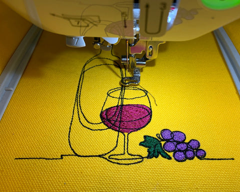 Wine bottle, wine glass and grapes Machine Embroidery Design 2 Embroidery/Applique DESIGNS Canada Embroidery 