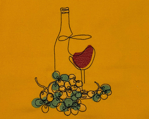 Wine bottle, wine glass and grapes Machine Embroidery Design Embroidery/Applique DESIGNS Canada Embroidery 