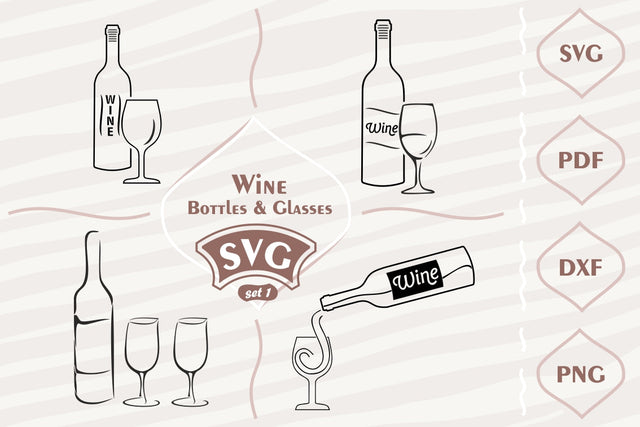 Wine bottles and glasses - SVG bundle SVG Digital Mojito 