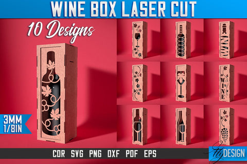 Wine Box Laser Cut SVG | Gift Wine Box Laser Cut SVG Design | CNC Files SVG Fly Design 