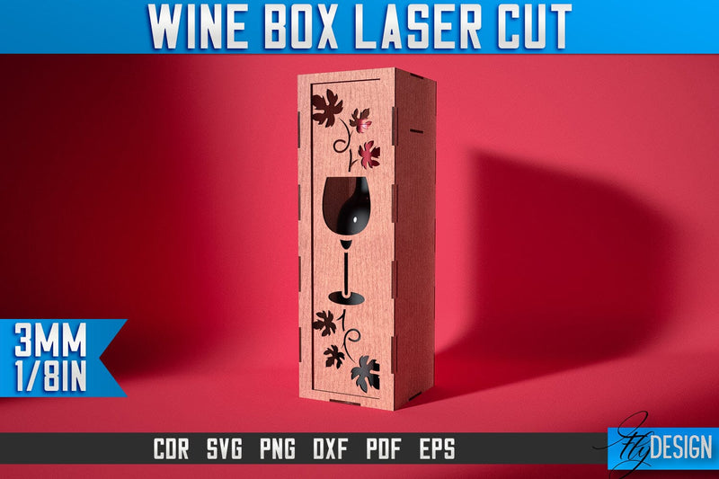 Wine Box Laser Cut SVG | Gift Wine Box Laser Cut SVG Design | CNC Files SVG Fly Design 