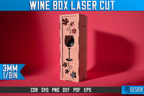 Wine Box Laser Cut SVG | Gift Wine Box Laser Cut SVG Design | CNC Files SVG Fly Design 