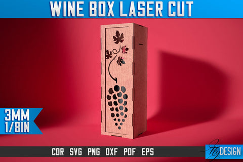 Wine Box Laser Cut SVG | Gift Wine Box Laser Cut SVG Design | CNC Files SVG Fly Design 